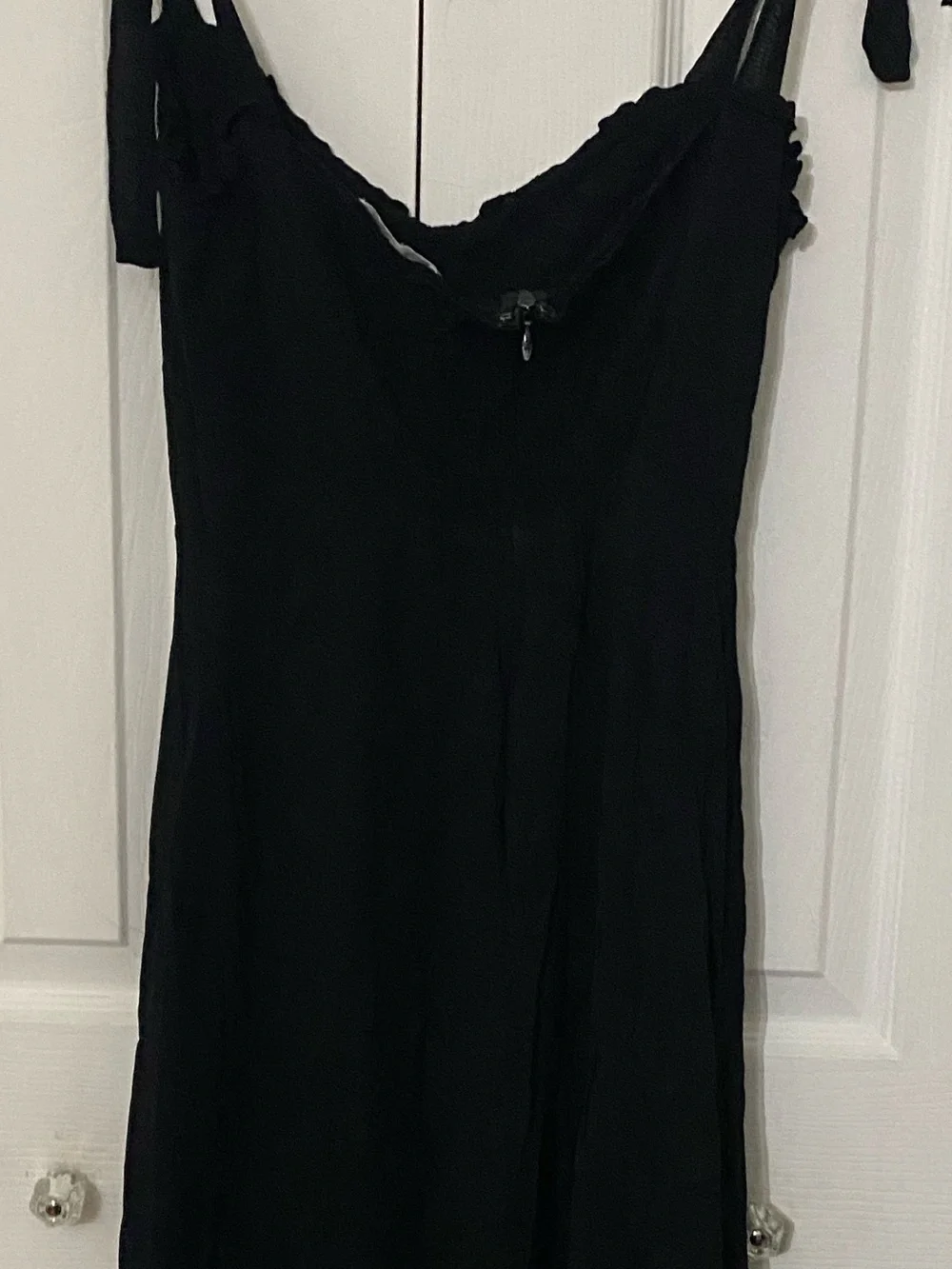 Reformation Black Tie-Shoulder Georgette Frill Hem Maxi Dress 4 - Picture 13 of 15